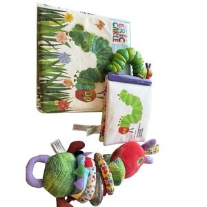 Eric Carle Crinkle book plush very hungry caterpillar &  sensory Toy Lot